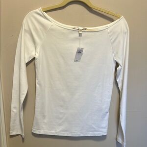 Banana Republic White Fitted Blouse with Long Sleeves